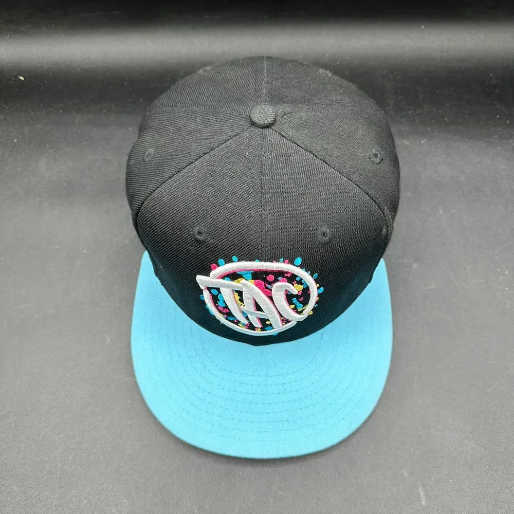 TAC Splat‎ Hat Snapback Checker Multicolor Brim Black Blue O/S Party  90s Skater